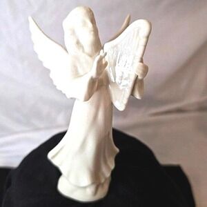 VTG Dresden German Porcelain Angel Figurine | 4.75" Harp Cherub Collectible
